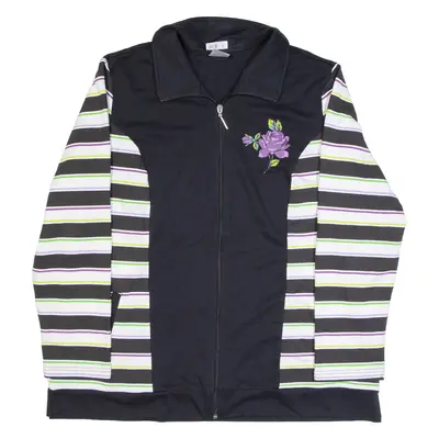 BLUE MOON Womens Track Jacket Blue Striped UK 20