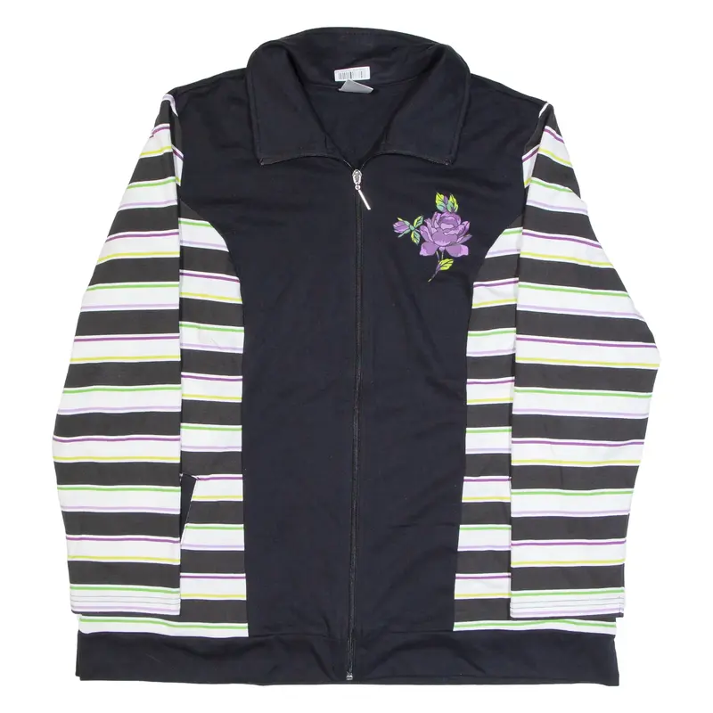 BLUE MOON Womens Track Jacket Blue Striped UK 20