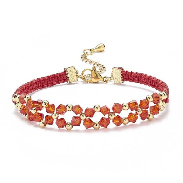 Glass Braided Flower Link Bracelet for Women