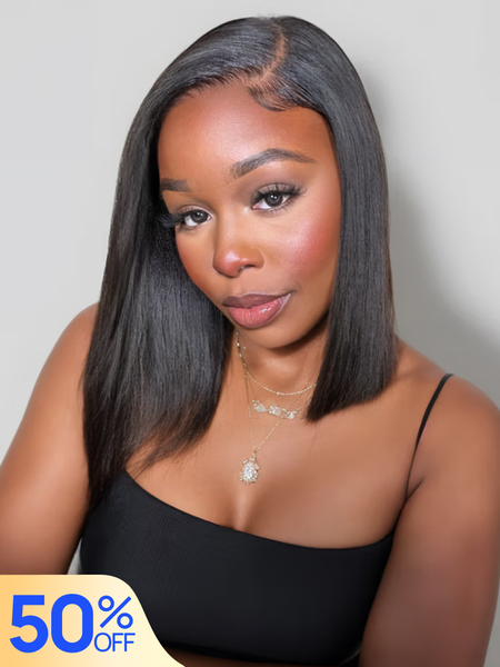 Nadula Bye Bye Knots Yaki Straight Bob Wig 7x5 Pre-Bleached Natural Looking Glueless Wig &Layer Cut Bob Wig