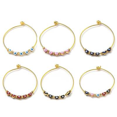 Heart with Evil Eye Enamel Beaded Bangles
