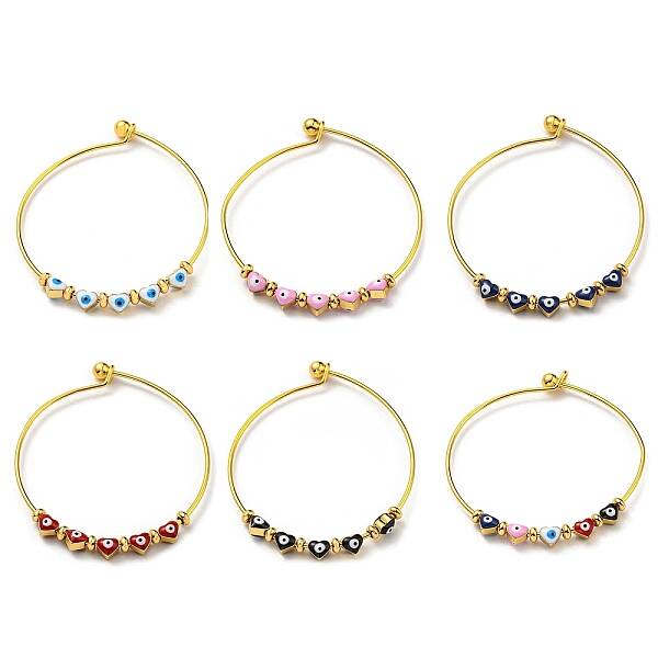 Heart with Evil Eye Enamel Beaded Bangles