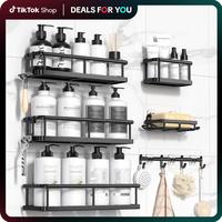 YASONIC 2/5/6 Pack Shower Caddy Shelf Bathroom Shower Organizer Rack No Drilling Multifunctional Organizer,Self Adhesive Blac...