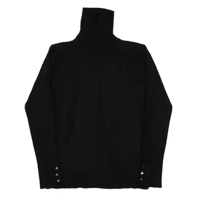 ZAHARI Jumper Black Tight Knit High Neck Womens S