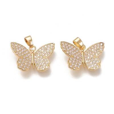 Brass Micro Pave Cubic Zirconia Pendants