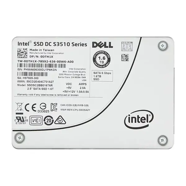 0DTH1X Dell 1.6TB Multi-Level Cell SATA 6Gb/s Hot-Pluggable Read Intensive 2.5-Inch Solid State Drive for PowerEdge Servers