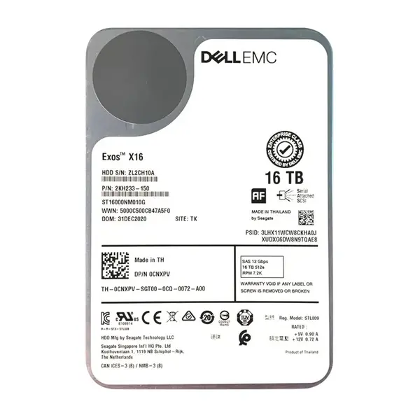 0CNXPV Dell 16TB 12Gb/s SAS 7200 3.5-Inch Hard Drive