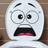 3D Surprised Face Toilet Decal, 1 Count Emotive Humorous Wall Art with Adhesive, Aesthetic Home Decoration, Room Decor, Beaut...