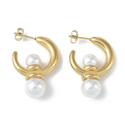 Pearl 304 Stainless Steel Stud Earrings