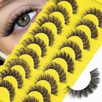 Fluffy Wispy Cat Eye Style Fake Lashes, 10 Pairs Natural Curling Eye Makeup Strip Lashes, Full Volume Eyelash for Eyelash Ex...