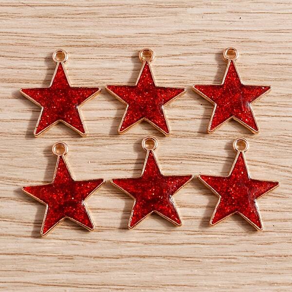 Glitter Alloy Enamel Pendants
