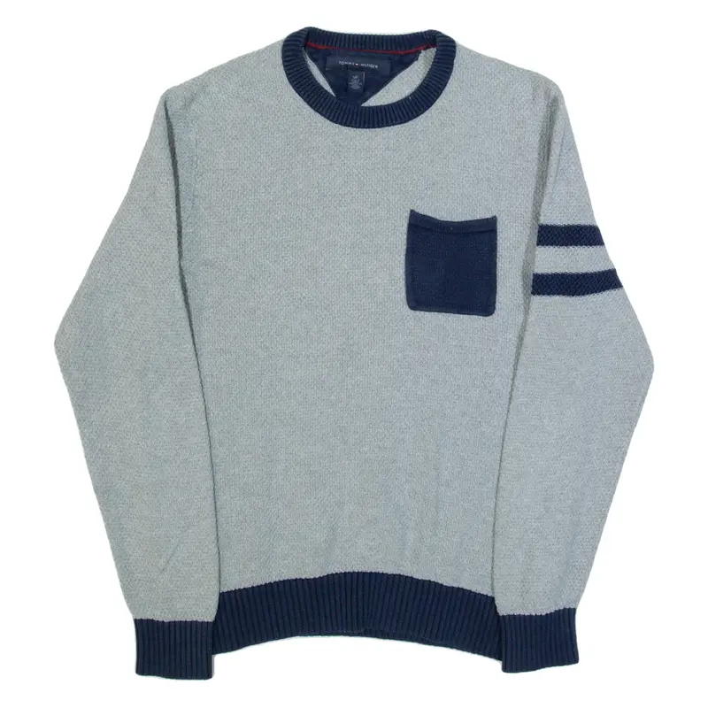 TOMMY HILFIGER Mens Jumper Grey Tight Knit S