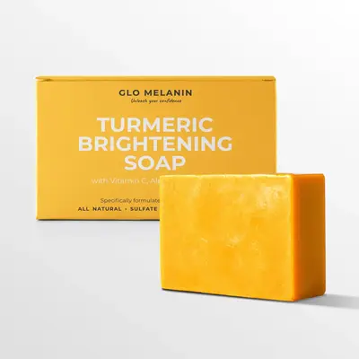 Glo Melanin Turmeric Brightening Soap, Body & Facial Cleansing for Dark Spots & Hyperpigmentation, with Vitamin C, Alpha Arbu...
