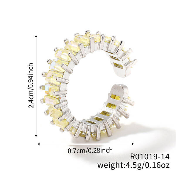 Brass Glass Cuff Rings