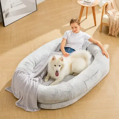【Springtok】Human Dog Bed - 71''x47''x12.5'' Dog Bed for Humans Size Fits You and Pets, Napping, Faux Fur Plush Dog Bed fo...