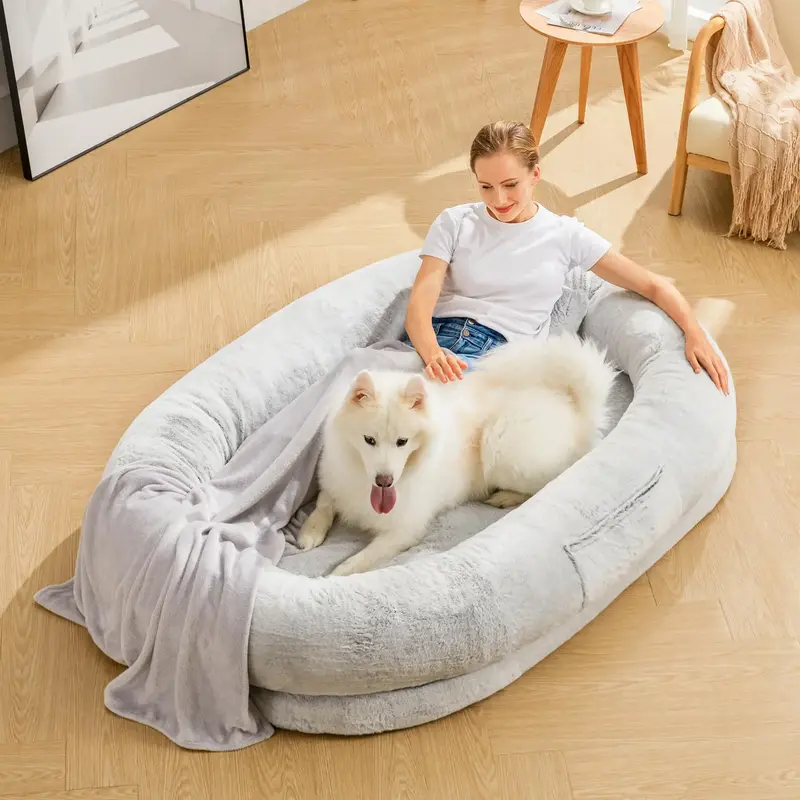 【Springtok】Human Dog Bed - 71''x47''x12.5'' Dog Bed for Humans Size Fits You and Pets, Napping, Faux Fur Plush Dog Bed fo...