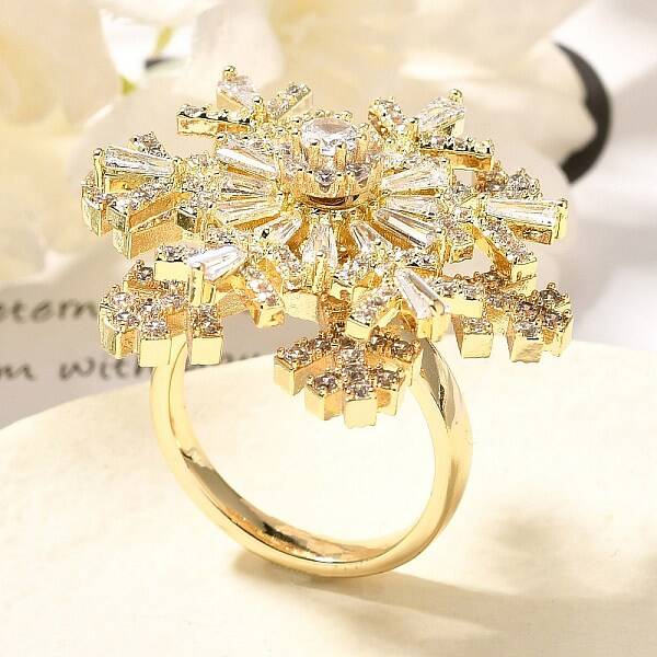 Snowflake Rotatable Open Cuff Rings for Women