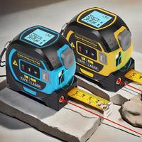 3 in 1 Digital Laser Tape Measure, High Precision Laser Distance Meter, Yellow / Blue Durable Steel Tape Measure, Suitable fo...