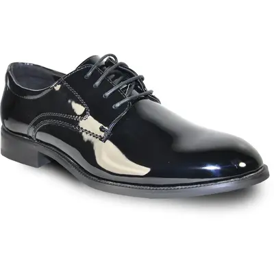 MENS PLAIN ROUND TOE SHINY PATENT TUXEDO SHOE IN BLACK