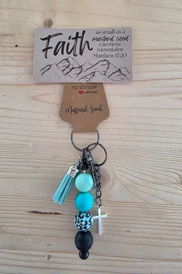 Faith & Strength Silicone Bead Keychain