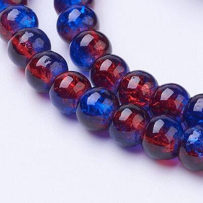 Spray Painted Crackle Glass Beads Strands