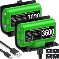 Rechargeable Battery Pack for Xbox One and Xbox Series X|S Controllers with 4 Back Covers Faceplates and a USB C Cable, 2x360...