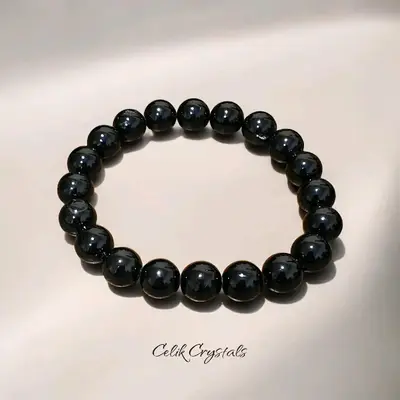 Black Tourmaline Protection Bracelet 8mm & 10mm Unisex - Grounding & Balance Protection Accessory from Brazil