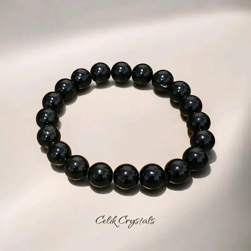 Black Tourmaline Protection Bracelet 8mm & 10mm Unisex - Grounding & Balance Protection Accessory from Brazil