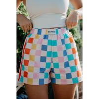Multicolored Checker Boxer Shorts Women
