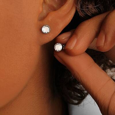 304 Stainless Steel Clear Cubic Zirconia Stud Earrings