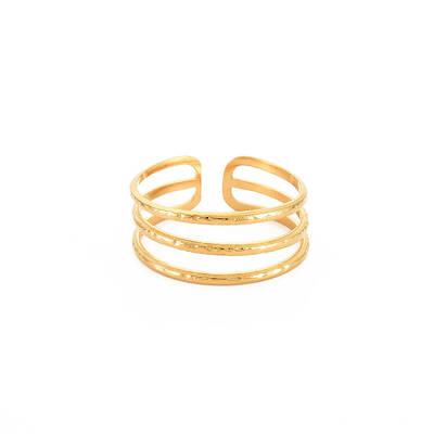 Ion Plating(IP) 304 Stainless Steel Triple Line Open Cuff Ring for Women