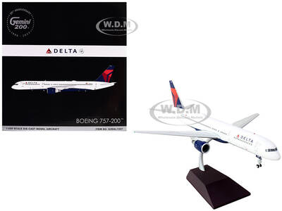 Boeing 757-200 Commercial Aircraft Delta Air Lines (N683DA) White with Red and Blue Tail Gemini 200 Series 1/200 Diecast Mode...