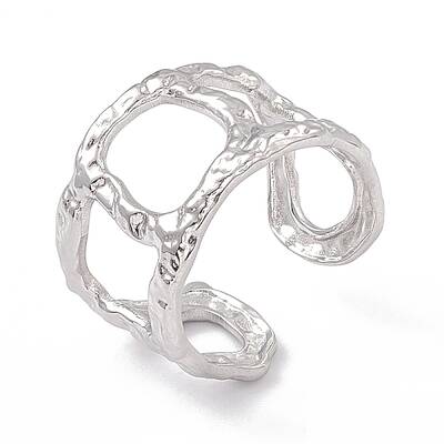 Non-Tarnish 304 Stainless Steel Twist Cricle Hollow Open Cuff Rings for Women