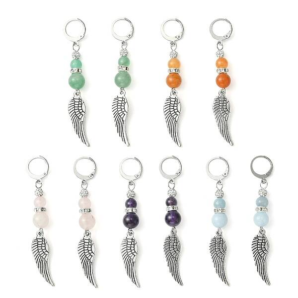 Natural Mixed Gemstone Beaded Dangle Leverback Earrings