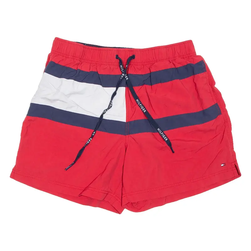 TOMMY HILFIGER Mesh Lining Mens Swimming Shorts Red Relaxed L W28