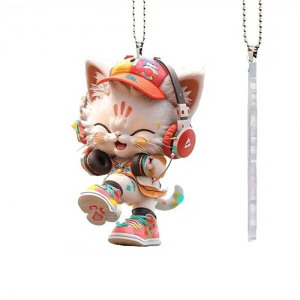 Cat with Headset Acrylic Hanging Ornaments