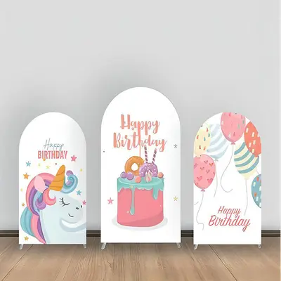 Unicorn Balloon White Birthday Arch Backdrop Kit - Aperturee