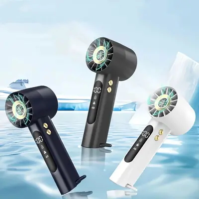 Portable Handheld Fan, 1pc USB Rechargeable Fan with Speed Adjustment Function, Mini Fan with Digital Display Screen, Multifu...