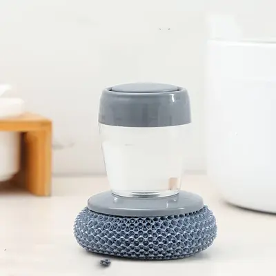 Kitchen Soap Dispensing Palm Brush Cleaner Push-type Brush Kitchen Detergent Tools | style: B3PCS