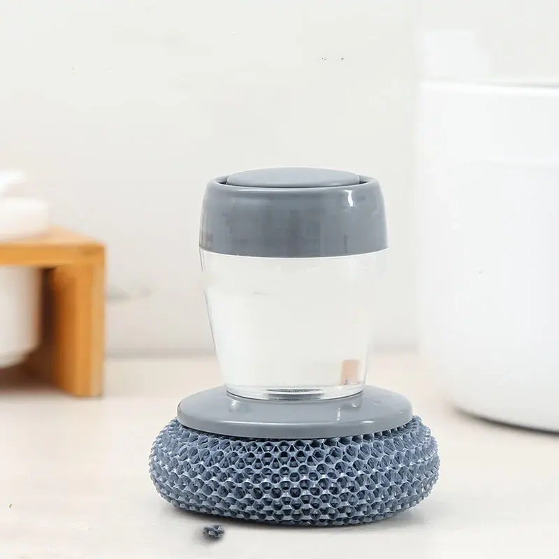 Kitchen Soap Dispensing Palm Brush Cleaner Push-type Brush Kitchen Detergent Tools | style: B3PCS