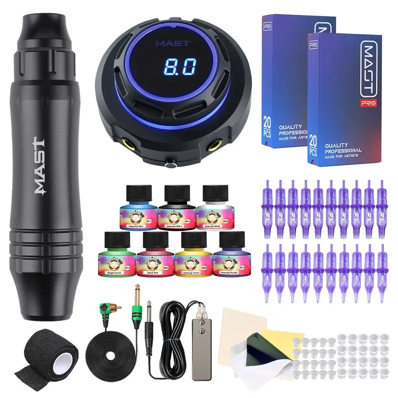 Mast P10 Ultra Tattoo Pen Machine Halo Power Supply Pro Cartridges
