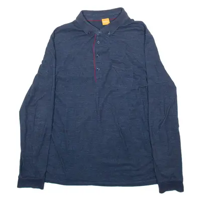BOSS HUGO BOSS Mens Polo Shirt Blue Long Sleeve L