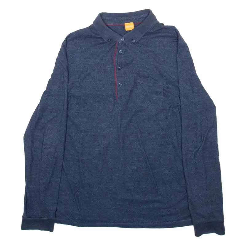 BOSS HUGO BOSS Mens Polo Shirt Blue Long Sleeve L