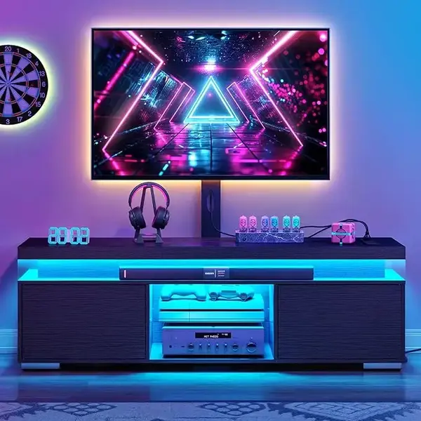 DWVO TV Stand for Living Room with Mount&Power Outlet,for 55/60/65 inch TVs, Led Entertainment Center with Storage, TV Cabine...