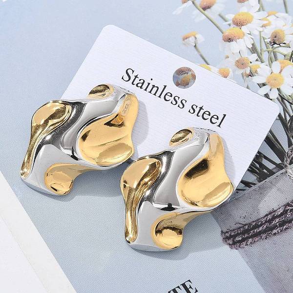 304 Stainless Steel Folds Stud Earrings