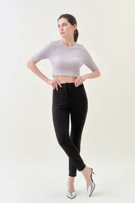 Crop Ribbed Tee - Grey Pearl | Size: XS | Color: Grey Pearl