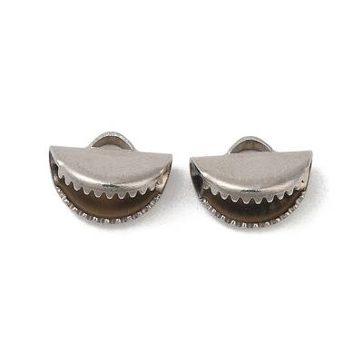 Non-Tarnish 304 Stainless Steel Ribbon Crimp Ends