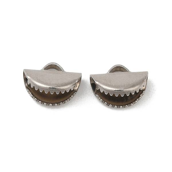 Non-Tarnish 304 Stainless Steel Ribbon Crimp Ends