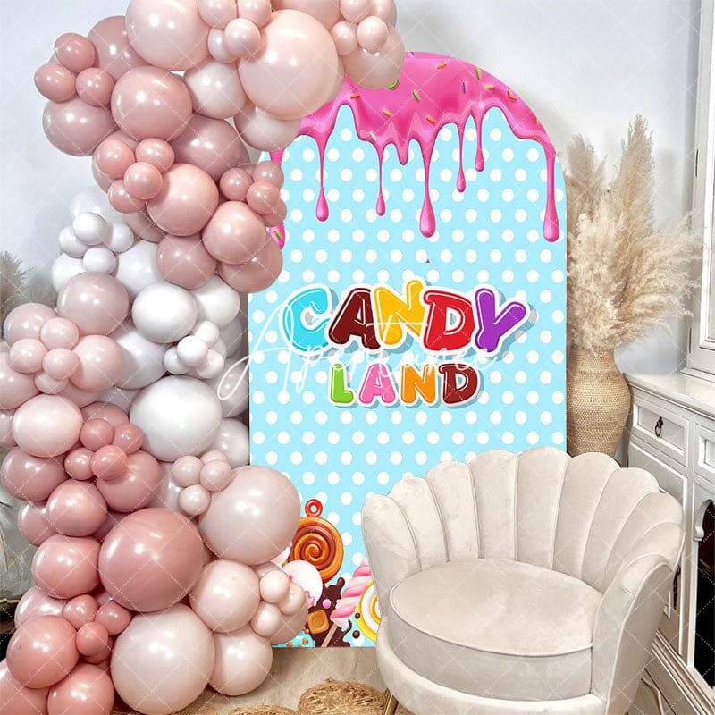 Pink Blue Ice Cream Candyland Birthday Arch Backdrop