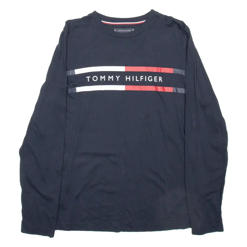 TOMMY HILFIGER Mens T-Shirt Blue Long Sleeve M